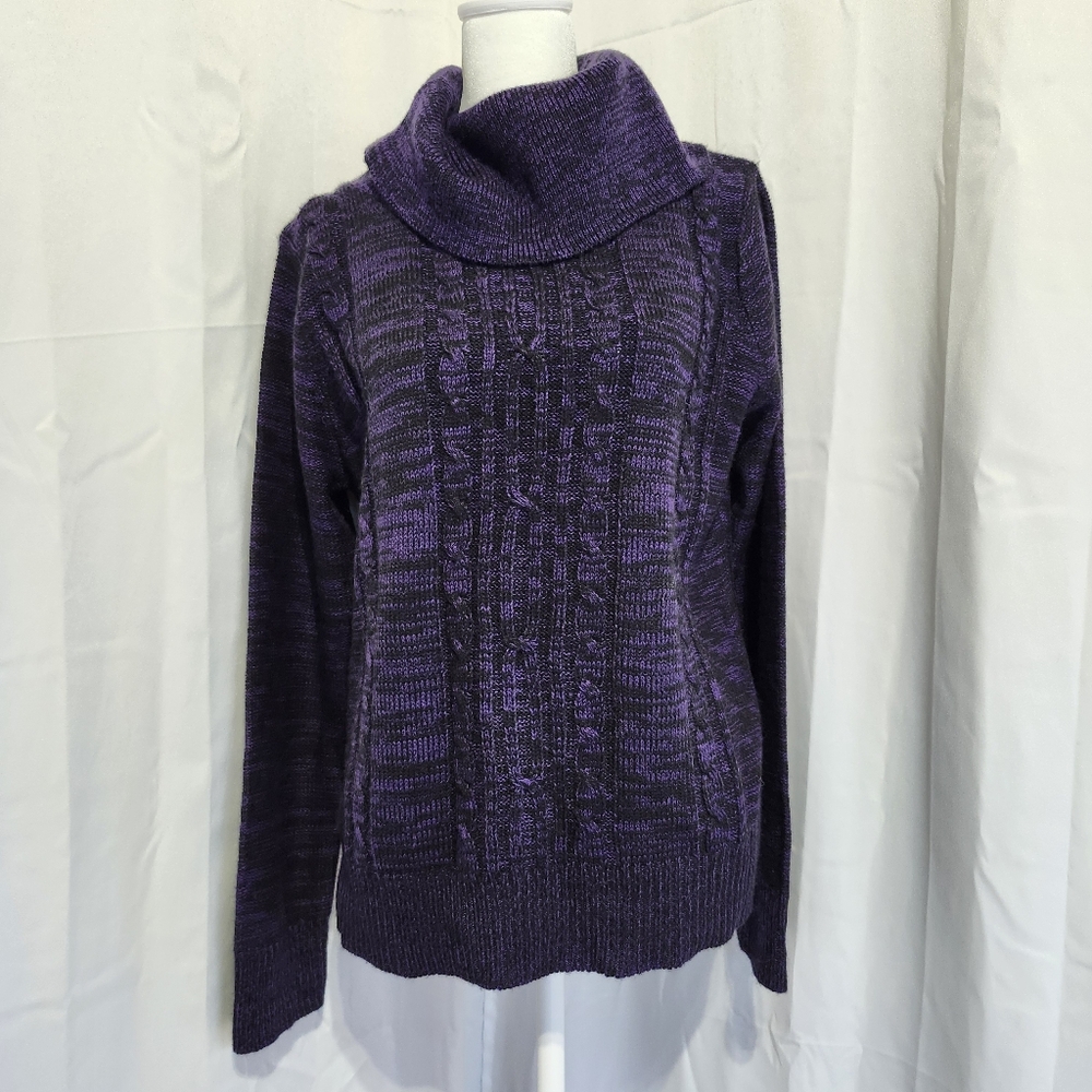 Carol Rose Size Largd Purple Cowl Neck Knitted Sweater